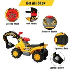 Kids Ride-on Excavator Toys Outdoor Digger And Bulldozer Truck With Safety Helmet And Simulation Sound -Children Toys Sale Toddler Ride On Excavator 2