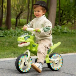 10 Inch Toddler Dinosaur Balance Bike With Adjustable Handlebars & Foot Rest | Toddler Bike | Extra Wide Wheels -Children Toys Sale Toddler Dinosaur Balance Bike with Adjustable Handlebars Foot Rest 3