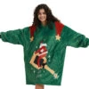Ugly Christmas Sweatshirt Hooded Soft Fleece Xmas Party Outfit For Ladies Funny Dress