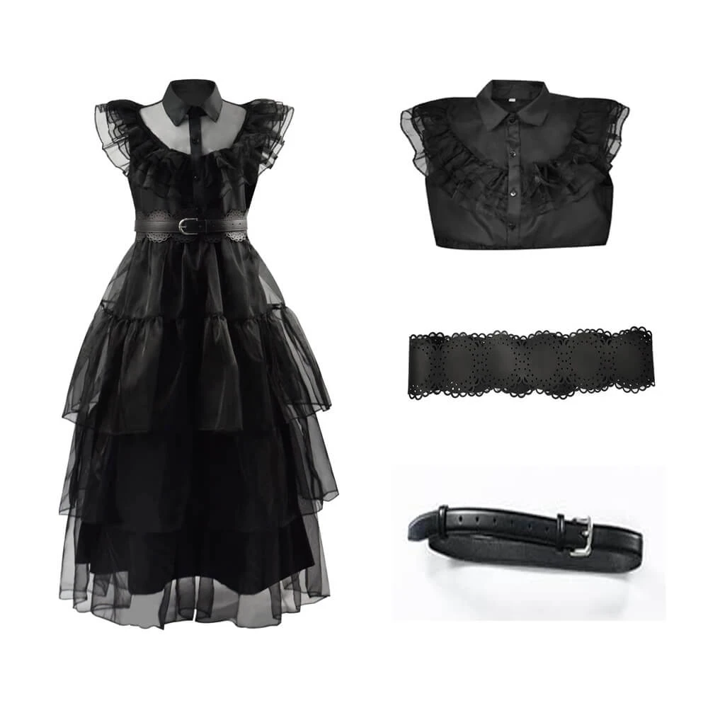 Wednesday Addams Dress Wednesday Costume Black Gothic Tulle Addams Cosplay Party Dress 3 Wednesday Addams Dress Wednesday Costume Black Gothic Tulle Addams Cosplay Party Dress - Image 3