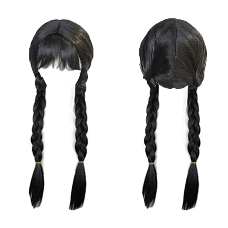 Girls Wednesday Addams Dress Wednesday Costume White Peter Pan Collar Wednesday Outfits And Wig 11 Girls Wednesday Addams Dress Wednesday Costume White Peter Pan Collar Wednesday Outfits And Wig - Image 11