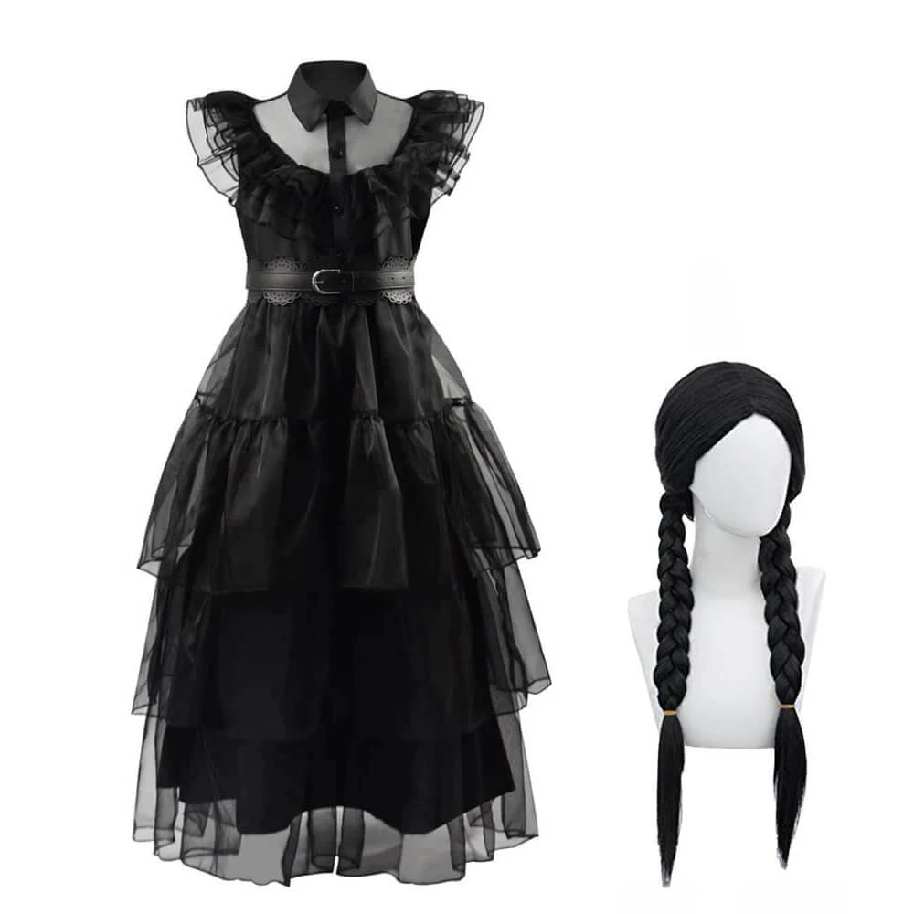 Wednesday Addams Dress Wednesday Costume Black Gothic Tulle Addams Cosplay Party Dress 2 Wednesday Addams Dress Wednesday Costume Black Gothic Tulle Addams Cosplay Party Dress - Image 2