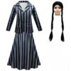Wednesday School Uniform Girls Nevermore Academy Costume Wednesday Pleated Skirt Stripes Outfit For Halloween Party
