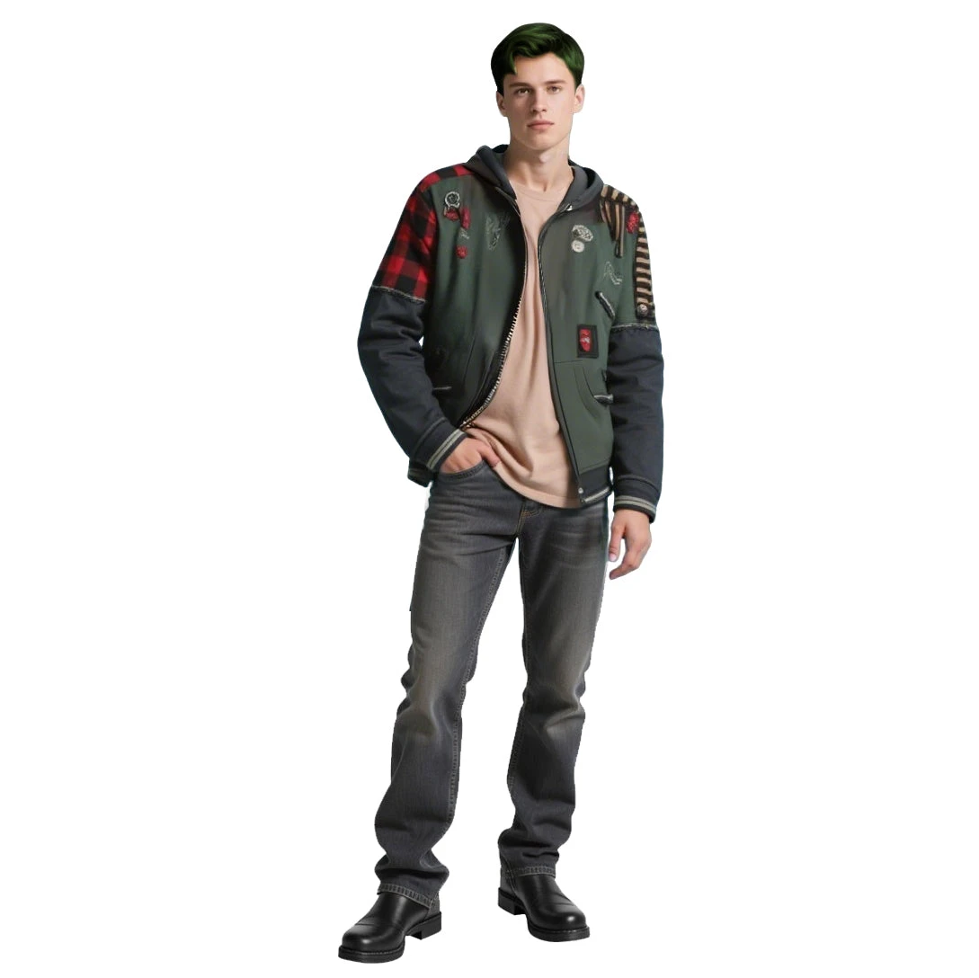 Adults Zombie Costume Zed Green Zip-up Sweatshirt Hooded Jacket For Cosplay Party 1 Adults Zombie Costume Zed Green Zip-up Sweatshirt Hooded Jacket For Cosplay Party