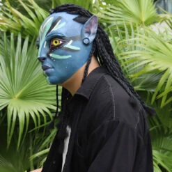Neytiri And Jake Sully Helmet Latex Mask With Wig Halloween Men/ Women Cosplay Prop -Children Toys Sale aVATAR Jake Sully MASK 3