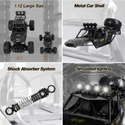 1/12 Large RC Monster Truck 2.4G 4WD Metal Remote Control Car Kids RC Toys 18 1/12 Large RC Monster Truck 2.4G 4WD Metal Remote Control Car Kids RC Toys -Children Toys Sale actual color black 04