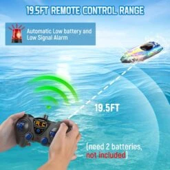 Remote Control Speedboat 15KM/H Waterproof Electric Colorful Boat Water Toy For Kids -Children Toys Sale actual color blue 05