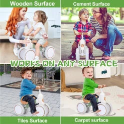 Balance Bike 4 Wheels Toddler Ride On Car Safe Kids Ride-on Toys For Boys And Girls -Children Toys Sale actual color green 05