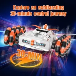 6 Wheels RC Car 360° Rotation RC Stunt Car Spray Swing Arm Drift Vehicle For Kids -Children Toys Sale actual color orange 02