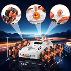 6 Wheels RC Car 360° Rotation RC Stunt Car Spray Swing Arm Drift Vehicle For Kids -Children Toys Sale actual color orange 04