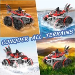 2.4G Amphibious RC Car Shark 360° Rotation Stunt Vehicle Waterproof RC Off-road Car -Children Toys Sale actual color red 02 303403f5 d2d1 42b8 8b75 42e27529d7a5
