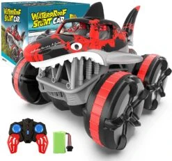 2.4G Amphibious RC Car Shark 360° Rotation Stunt Vehicle Waterproof RC Off-road Car -Children Toys Sale actual color red 08