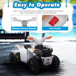 Kids Ride On ATV 6V 4 Wheeler Electric Quad Car Ride On Toys With Trailer 11 Kids Ride On ATV 6V 4 Wheeler Electric Quad Car Ride On Toys With Trailer -Children Toys Sale actual color white 08