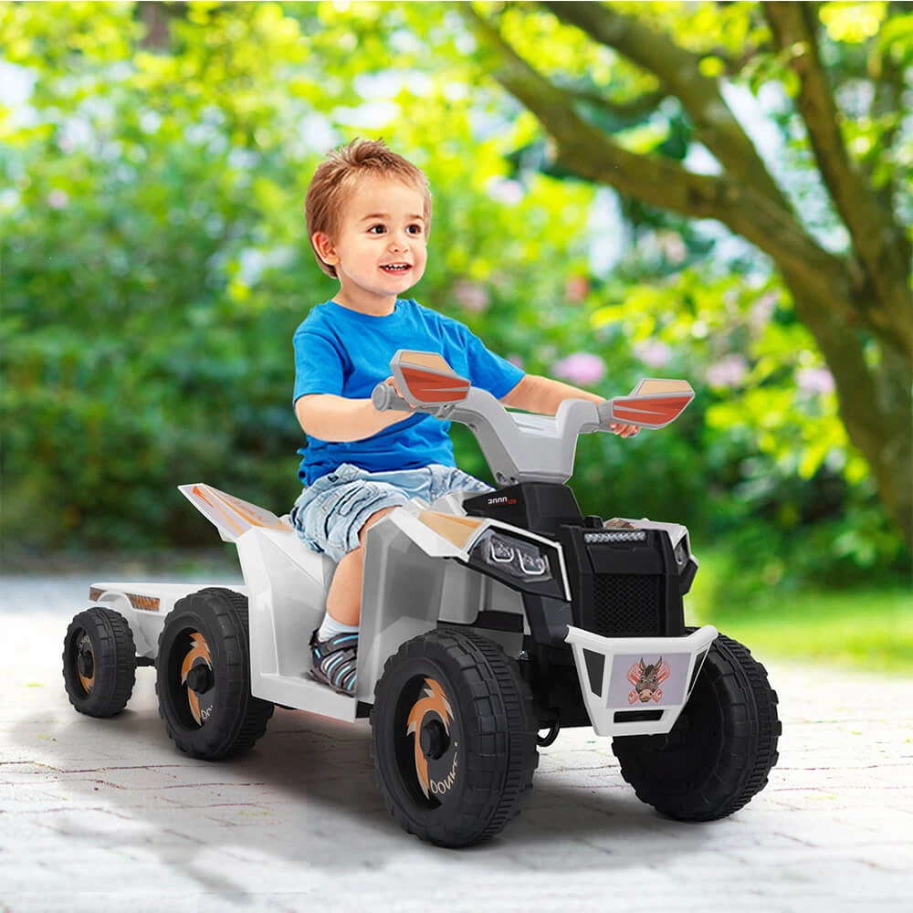 Kids Ride On ATV 6V 4 Wheeler Electric Quad Car Ride On Toys With Trailer 1 Kids Ride On ATV 6V 4 Wheeler Electric Quad Car Ride On Toys With Trailer