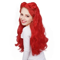 Women Princess Red Outfit The Rise Of Red Costume And Wig For Halloween Carnival -Children Toys Sale adult descendants wig 2