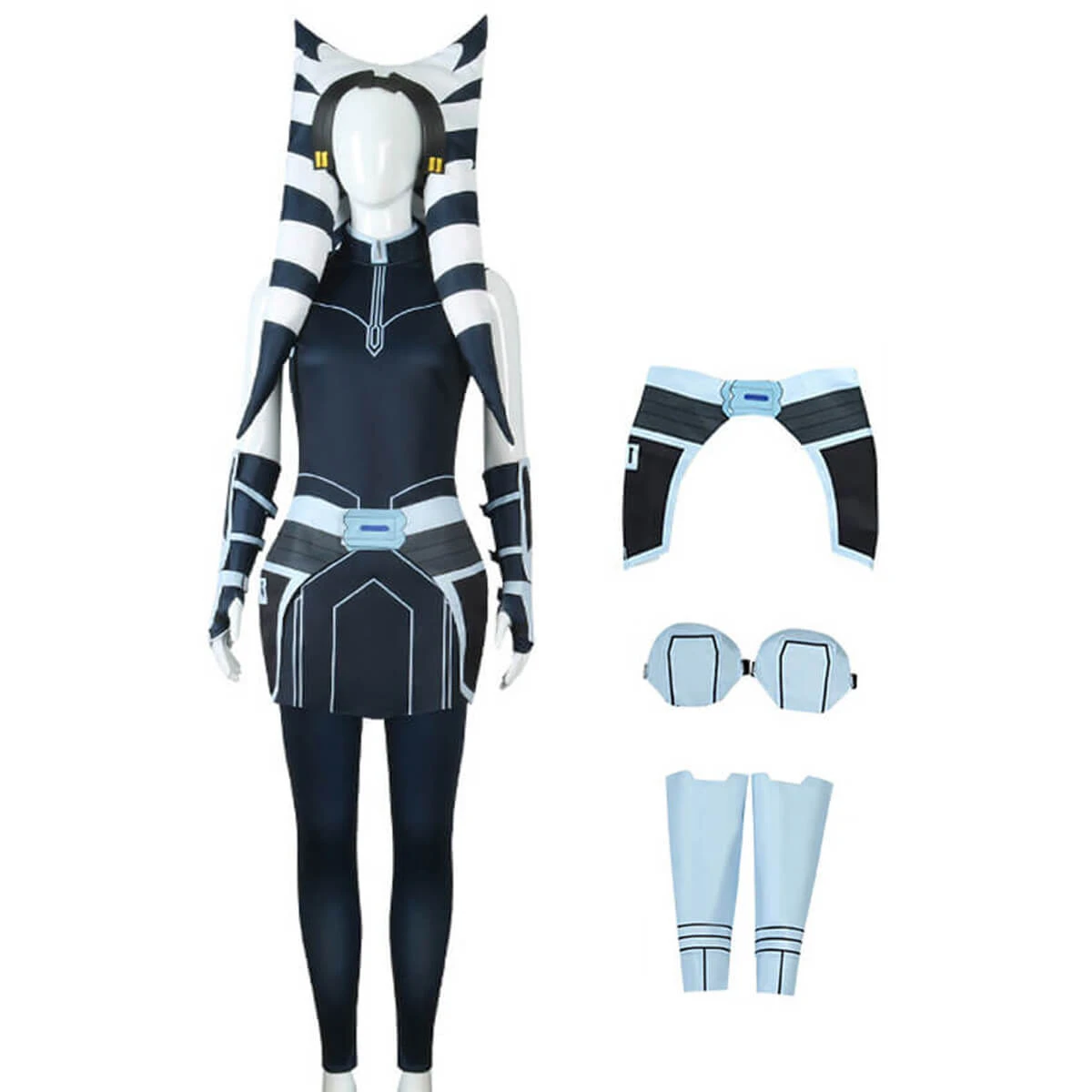 Ahsoka Tano Costume Ahsoka Uniform Accessories Full Set For Halloween Dress Up 3 Ahsoka Tano Costume Ahsoka Uniform Accessories Full Set For Halloween Dress Up - Image 3