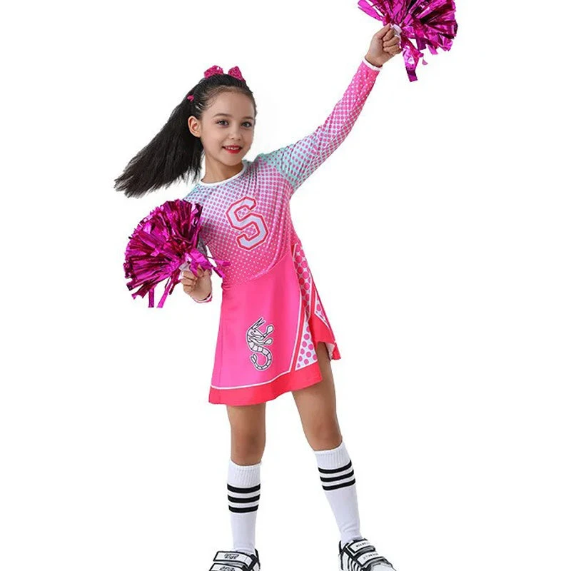 Girls Zombie Cheerleader Costume Addison Pink Dress With Pom Poms Halloween Fancy Outfit 5 Girls Zombie Cheerleader Costume Addison Pink Dress With Pom Poms Halloween Fancy Outfit - Image 5