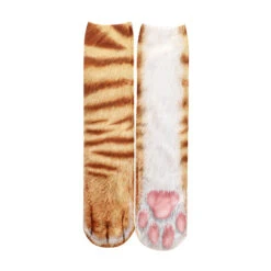 Animal Paw Socks For Women 5 Pair Funny Adult 3D Cat Tiger Leopard Socks Unisex Stocking Stuffer -Children Toys Sale animal paw socks for women 6