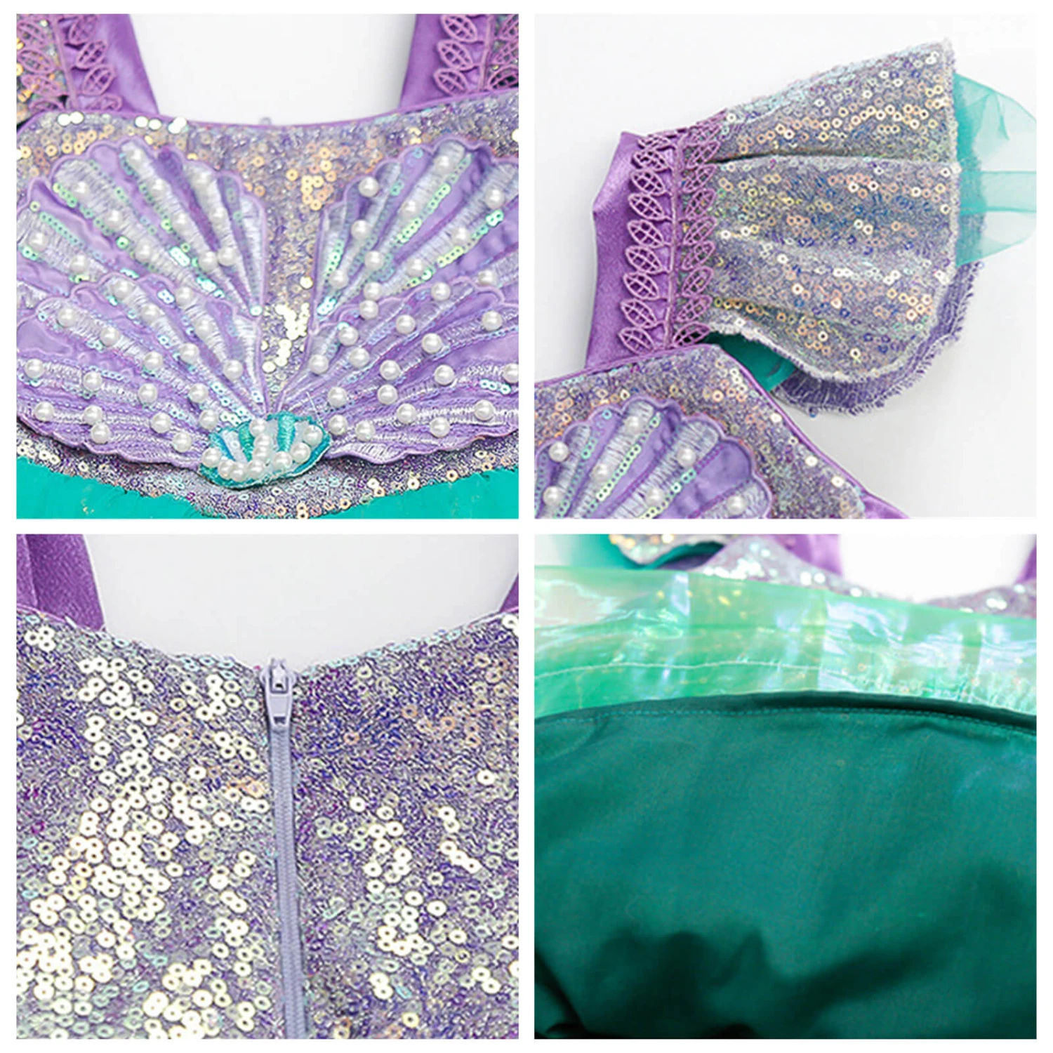 Kids Light Up Mermaid Dress Princess Ariel Dress Up Costume Party Birthday Halloween Costumes 7 Kids Light Up Mermaid Dress Princess Ariel Dress Up Costume Party Birthday Halloween Costumes - Image 7