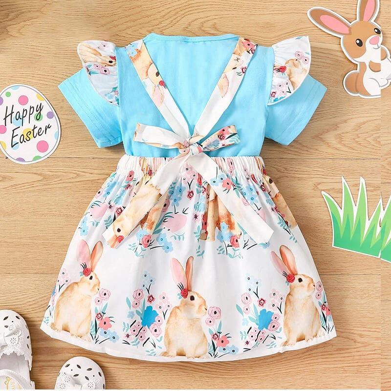 Baby Girl Easter Costume T-Shirt Tops And Easter Rabbit Floral Bow Suspender Skirts Suit For Easter Day 2 Baby Girl Easter Costume T-Shirt Tops And Easter Rabbit Floral Bow Suspender Skirts Suit For Easter Day - Image 2