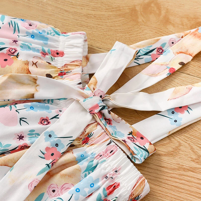 Baby Girl Easter Costume T-Shirt Tops And Easter Rabbit Floral Bow Suspender Skirts Suit For Easter Day 6 Baby Girl Easter Costume T-Shirt Tops And Easter Rabbit Floral Bow Suspender Skirts Suit For Easter Day - Image 6