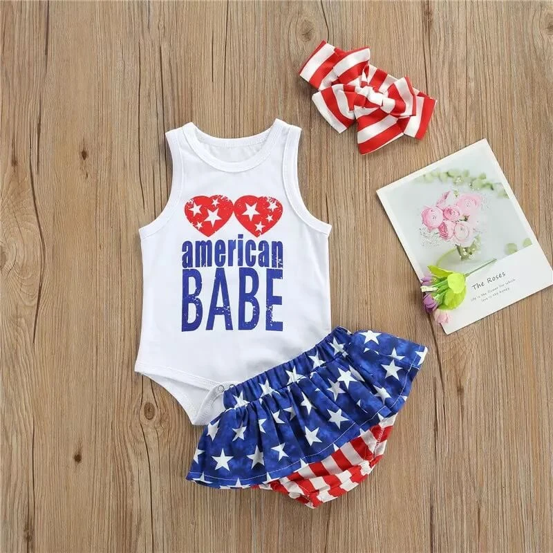 Baby Girl July 4th Outfit Romper Newborn American Flag Patriotic Summer Clothes Set 1 Baby Girl July 4th Outfit Romper Newborn American Flag Patriotic Summer Clothes Set