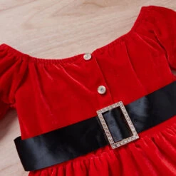 Toddler Baby Girls Christmas Outfit Santa Claus Baby Costume Long Sleeve Red Dress With Hat -Children Toys Sale baby girls christmas outfit 3