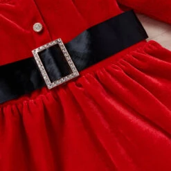 Toddler Baby Girls Christmas Outfit Santa Claus Baby Costume Long Sleeve Red Dress With Hat -Children Toys Sale baby girls christmas outfit 5