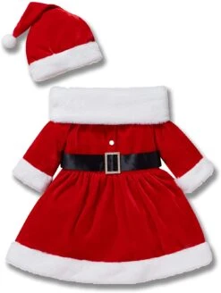 Toddler Baby Girls Christmas Outfit Santa Claus Baby Costume Long Sleeve Red Dress With Hat -Children Toys Sale baby girls christmas outfit 6