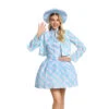 Movie Plaid Blue Dress Margot Robbie Cosplay Costume Party Vacation Halloween Costume