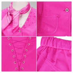 Long Sleeve Movie Barbara Costume Cowgirl Hot Pink Western Outfit For Kids Adult Halloween Cosplay -Children Toys Sale barbie costume 1
