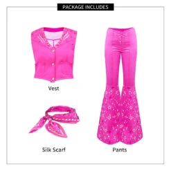 Y2k Sexy Cowgirl Costume 70s Disco Outfits Hot Pink Flare Pants With Vest Western Halloween Costume -Children Toys Sale barbie costume 4