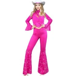 Long Sleeve Movie Barbara Costume Cowgirl Hot Pink Western Outfit For Kids Adult Halloween Cosplay