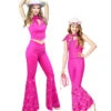 Mommy And Me Cowgirl Costume 70s Disco Pink Outfits For Halloween Party