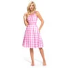 Pink Barbara Plaid Dress With Earrings Necklace And Headwear Included Beach Vacation Dress Up