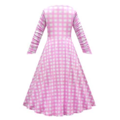 Girls Barbiecore Costume Pink Plaid Dress Long Sleeve Outfit With Hat Necklace For Halloween Cosplay 16 Girls Barbiecore Costume Pink Plaid Dress Long Sleeve Outfit With Hat Necklace For Halloween Cosplay -Children Toys Sale barbie pink long sleeve dress 1