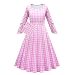 Girls Barbiecore Costume Pink Plaid Dress Long Sleeve Outfit With Hat Necklace For Halloween Cosplay 13 Girls Barbiecore Costume Pink Plaid Dress Long Sleeve Outfit With Hat Necklace For Halloween Cosplay -Children Toys Sale barbie pink long sleeve dress 11