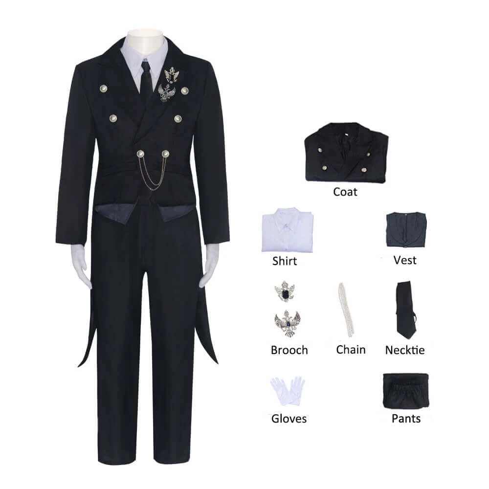 Mens Sebastian Michaelis Costume Sebastian Cosplay Outfit Halloween Dress Up Full Set 7 Mens Sebastian Michaelis Costume Sebastian Cosplay Outfit Halloween Dress Up Full Set - Image 7