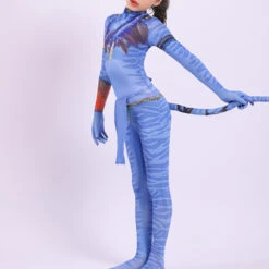 Girls The Way Of Water Neytiri Costume Cute Jumpsuit With Tail For Halloween Cosplay