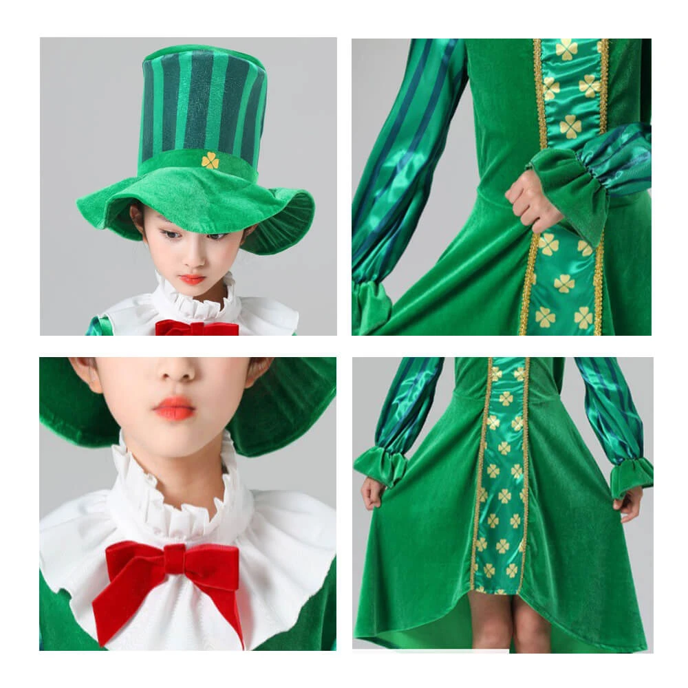 Saint Patricks Day Costume Boys Girls Leprechaun Outfit Paddys Day Hat And Dress Full Set 4 Saint Patricks Day Costume Boys Girls Leprechaun Outfit Paddys Day Hat And Dress Full Set - Image 4