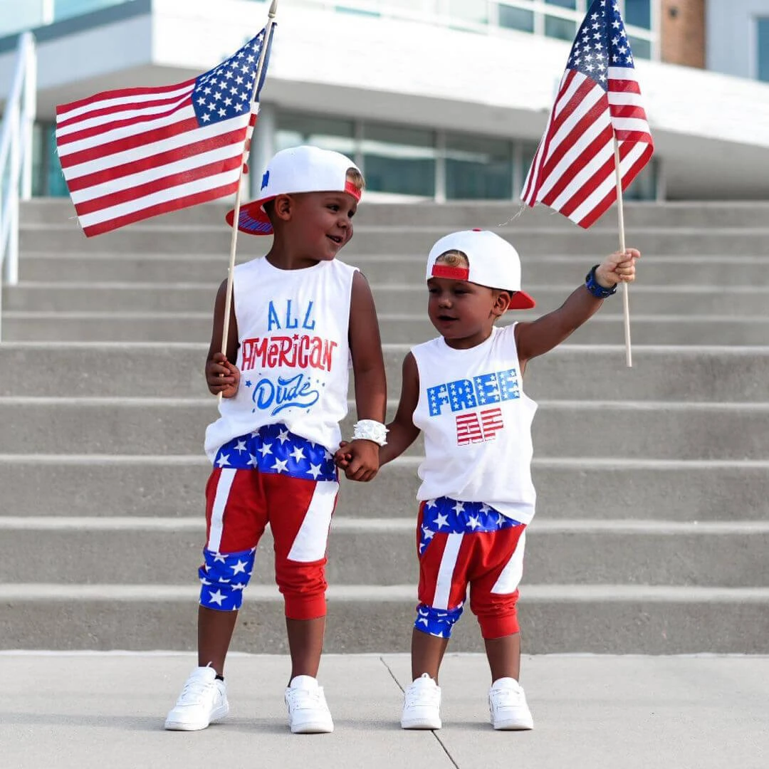 Boys 4th Of July Outfits US Flag Shirt And Star Stripe Shorts 2Pcs Set For Carnival 2 Boys 4th Of July Outfits US Flag Shirt And Star Stripe Shorts 2Pcs Set For Carnival - Image 2