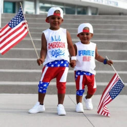 Boys 4th Of July Outfits US Flag Shirt And Star Stripe Shorts 2Pcs Set For Carnival