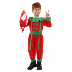 Kids Elf Costume Christmas Elf Outfit Boys Girls Xmas Jumpsuit And Hat 2pcs Elf Suit -Children Toys Sale child elf costume 3