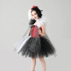 Kids Spots Tutu Dress With Headband For Girls Halloween Cosplay -Children Toys Sale cruella de vil costume dalmatians outfit 8