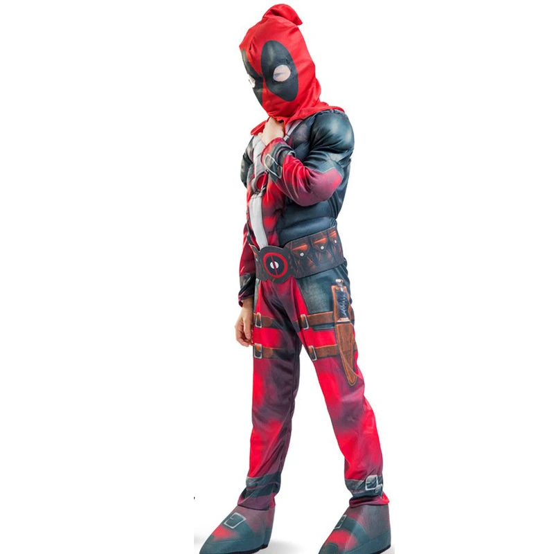 Kids Deady Pool Costume Red Muscle Jumpsuit With Helmet 2pcs Suit For Dress Up Party 3 Kids Deady Pool Costume Red Muscle Jumpsuit With Helmet 2pcs Suit For Dress Up Party - Image 3