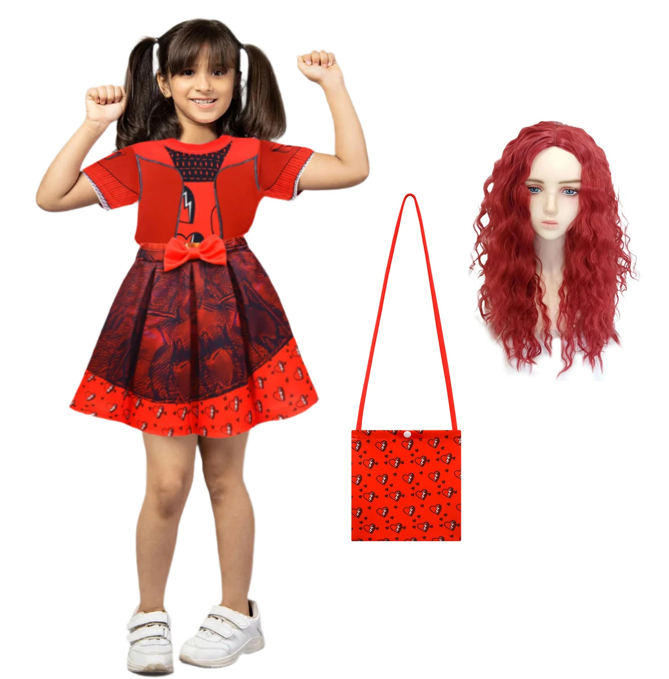 Kids Princess Red Costume T-shirt Shirts And Bag The Rise Of RED Halloween Cosplay Outfit 2 Kids Princess Red Costume T-shirt Shirts And Bag The Rise Of RED Halloween Cosplay Outfit - Image 2