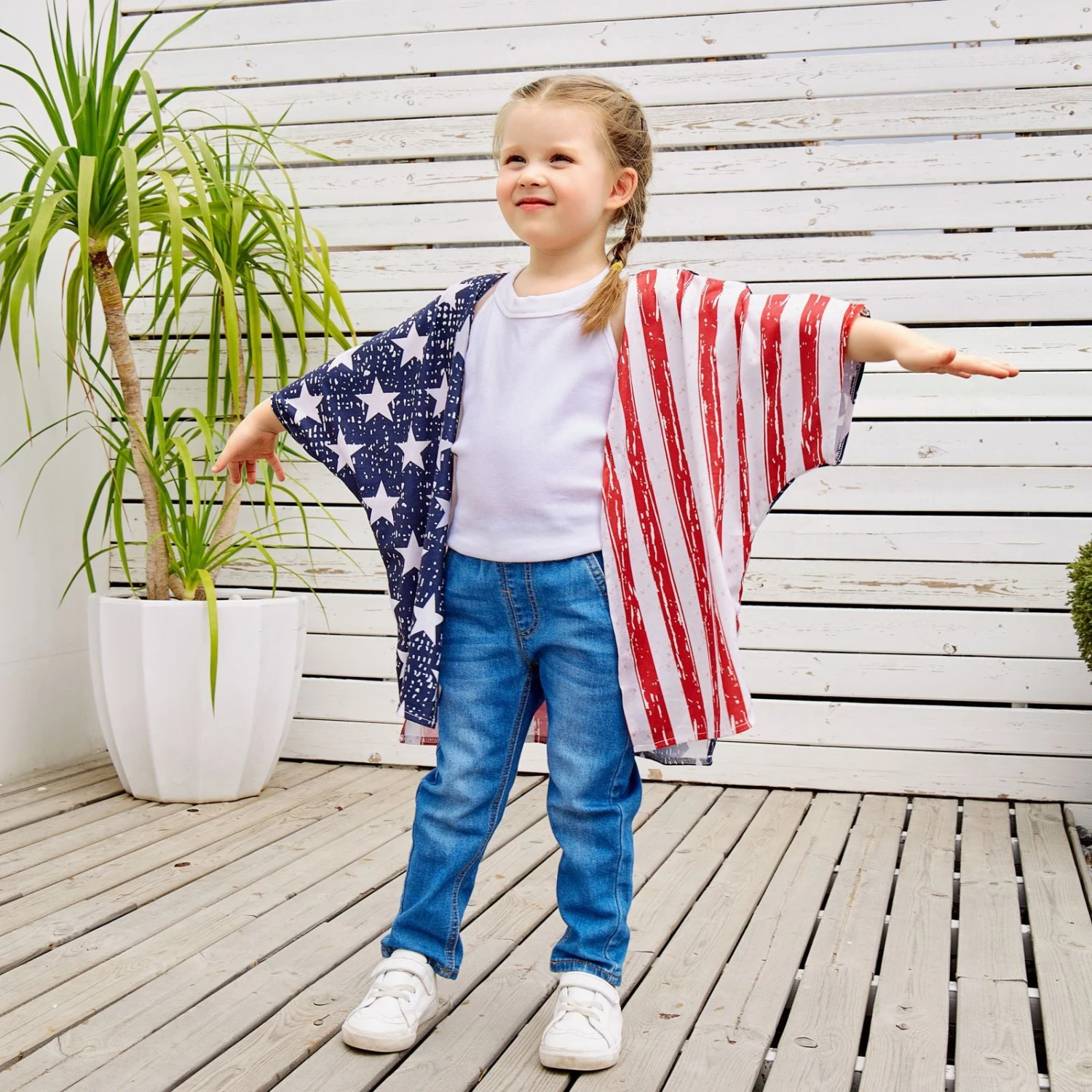 Kids Adults American Flag Outfit Mommy And Me July 4th Costume Kimono Tops For Carnival 5 Kids Adults American Flag Outfit Mommy And Me July 4th Costume Kimono Tops For Carnival - Image 5