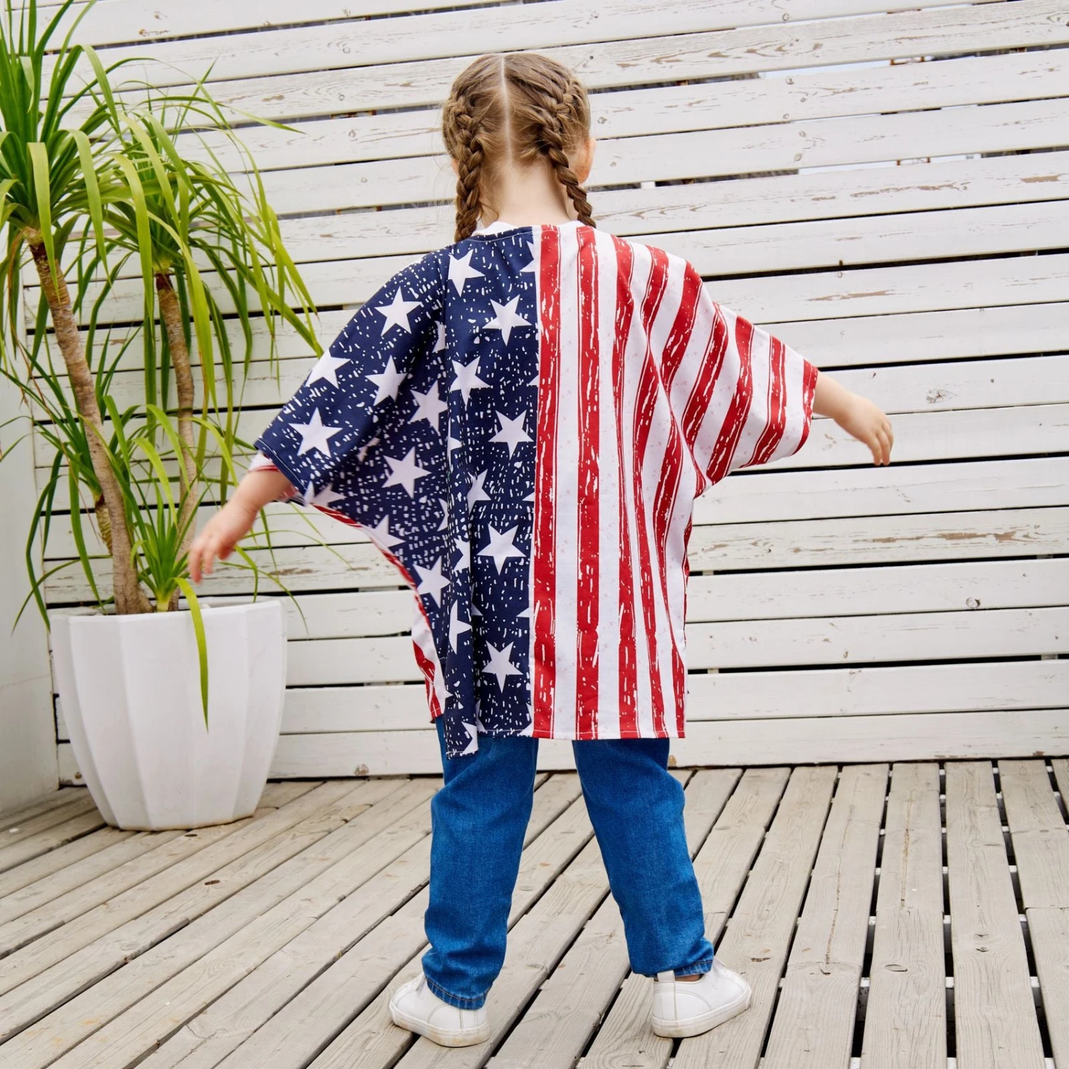Kids Adults American Flag Outfit Mommy And Me July 4th Costume Kimono Tops For Carnival 6 Kids Adults American Flag Outfit Mommy And Me July 4th Costume Kimono Tops For Carnival - Image 6