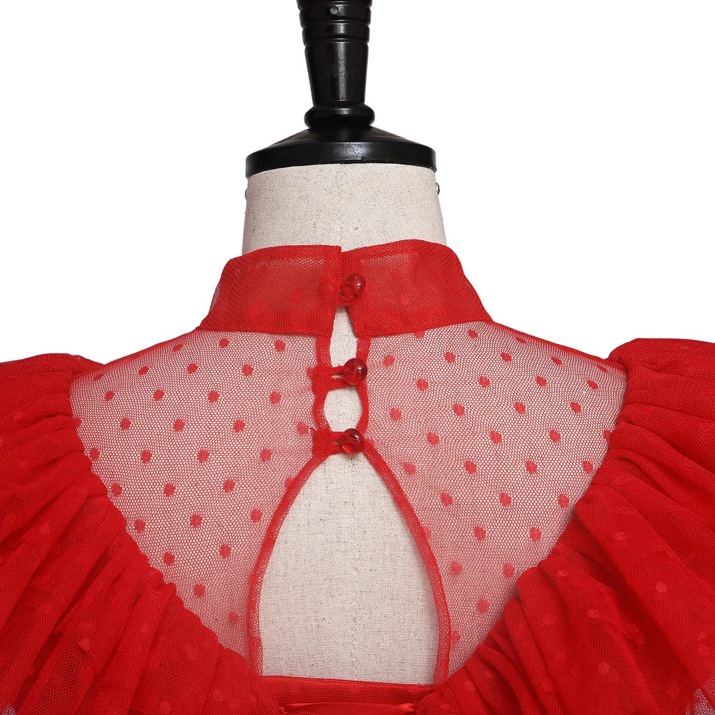 Women Lydia Deetz Costume Red Wedding Dress Horror Movie Beetle Bride Cosplay Outfit 7 Women Lydia Deetz Costume Red Wedding Dress Horror Movie Beetle Bride Cosplay Outfit - Image 7