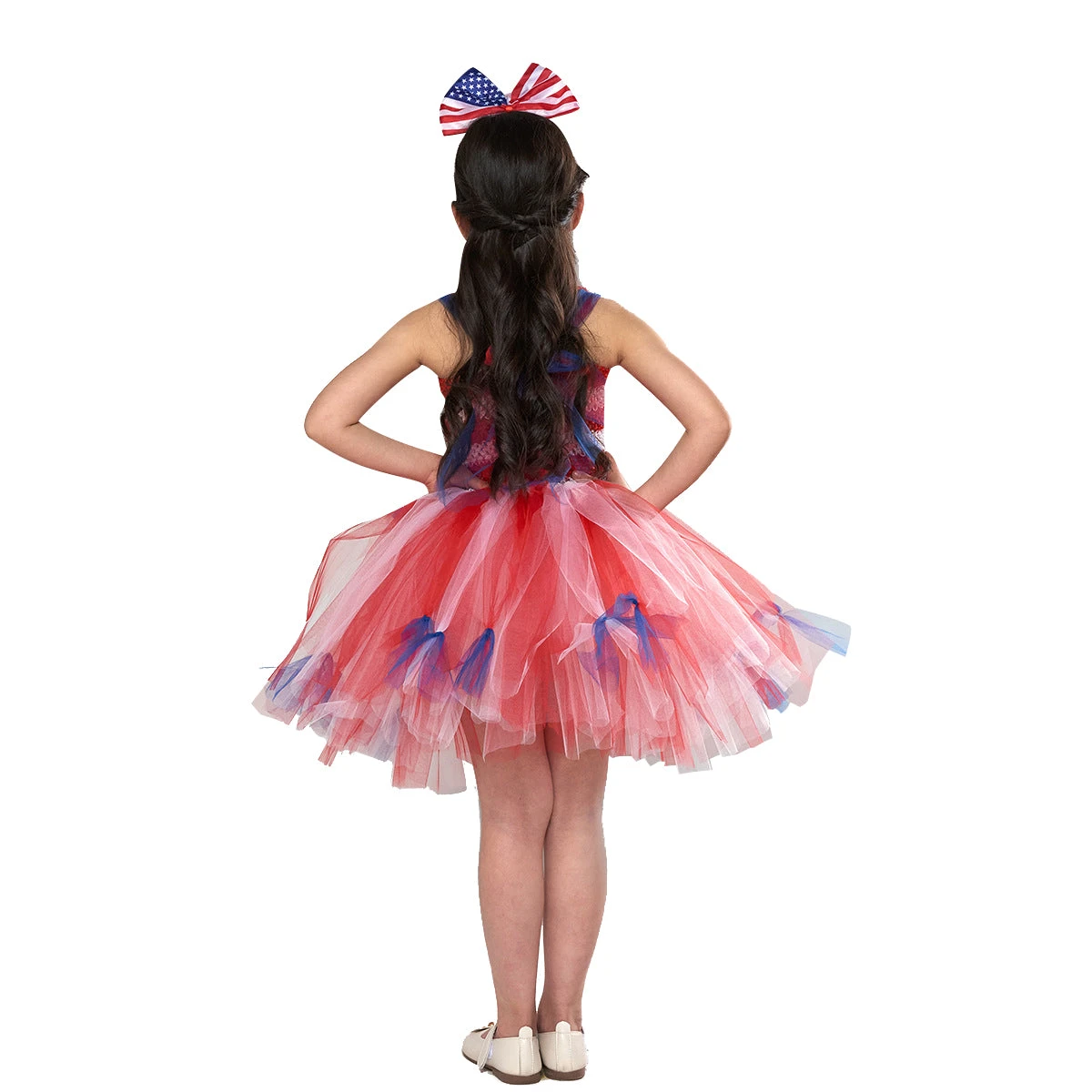 Girl American Flag Dress And Headband 4th Of July Clothes For National Day Parade 4 Girl American Flag Dress And Headband 4th Of July Clothes For National Day Parade - Image 4